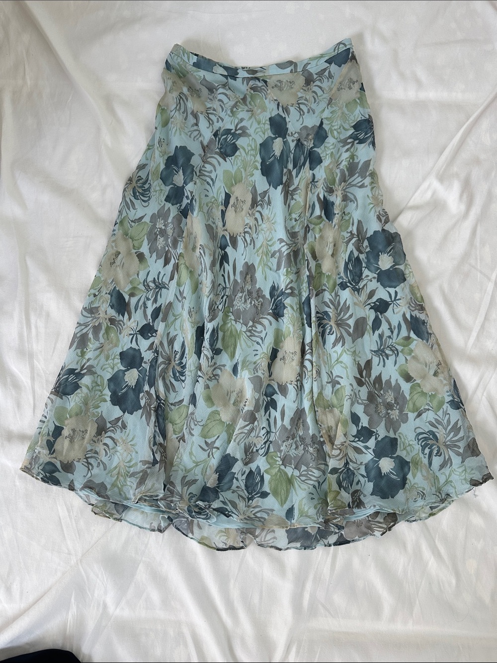 Charter Club Floral A-Line Midi Skirt - Blue Green Floral